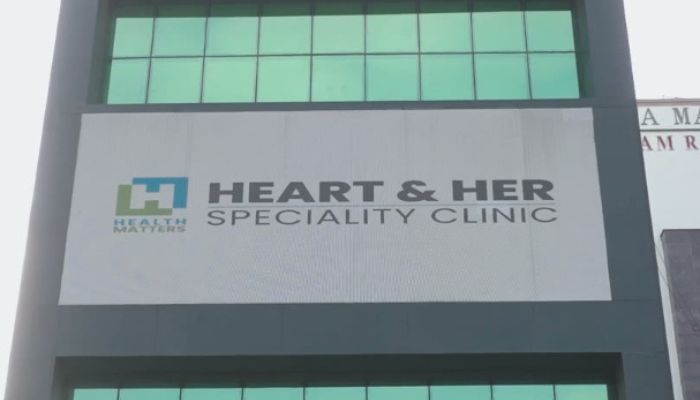 Outdoor LED display screen at a healthcare facility