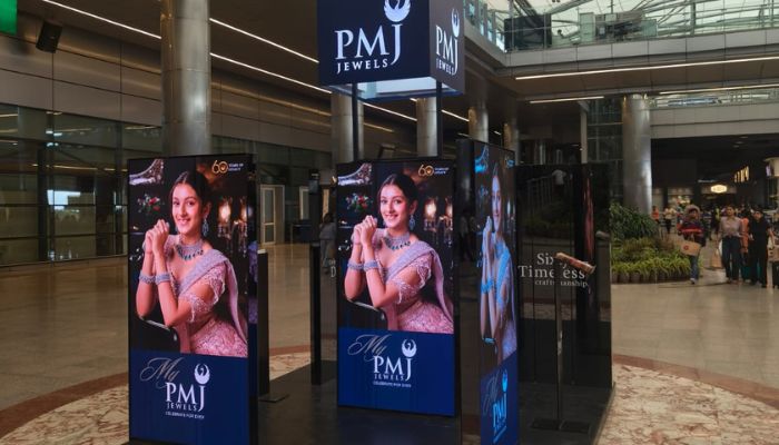 Indoor LED display screen at a jewellery retail store