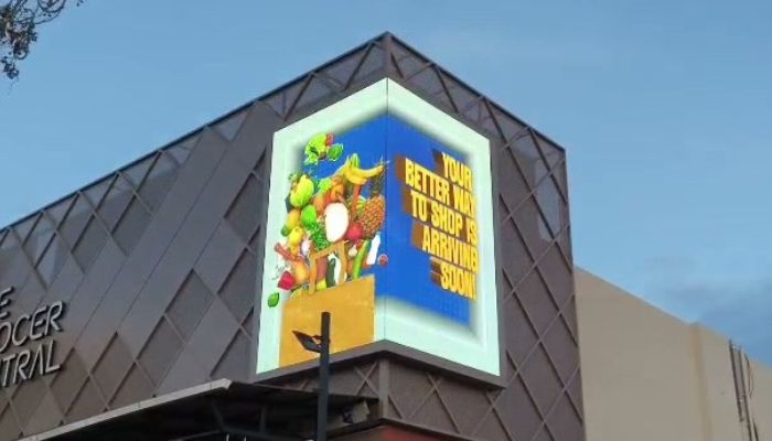 Outdoor LED branding display for a retail store